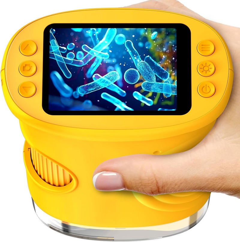 Ashfly 1000X Digital Handheld Microscope for Kids with 2.0" IPS Screen, Portable STEM Science Lab Toy, Rechargeable Pocket Microscope Educational Gift for Boys & Girls Age 4-6 8-12, Orange - Image 1